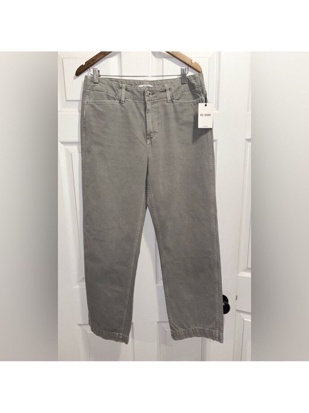 NWT Re/Done The Slacker Jeans Slouchy Mid Rise Washed Herbe Grey Size 28 New